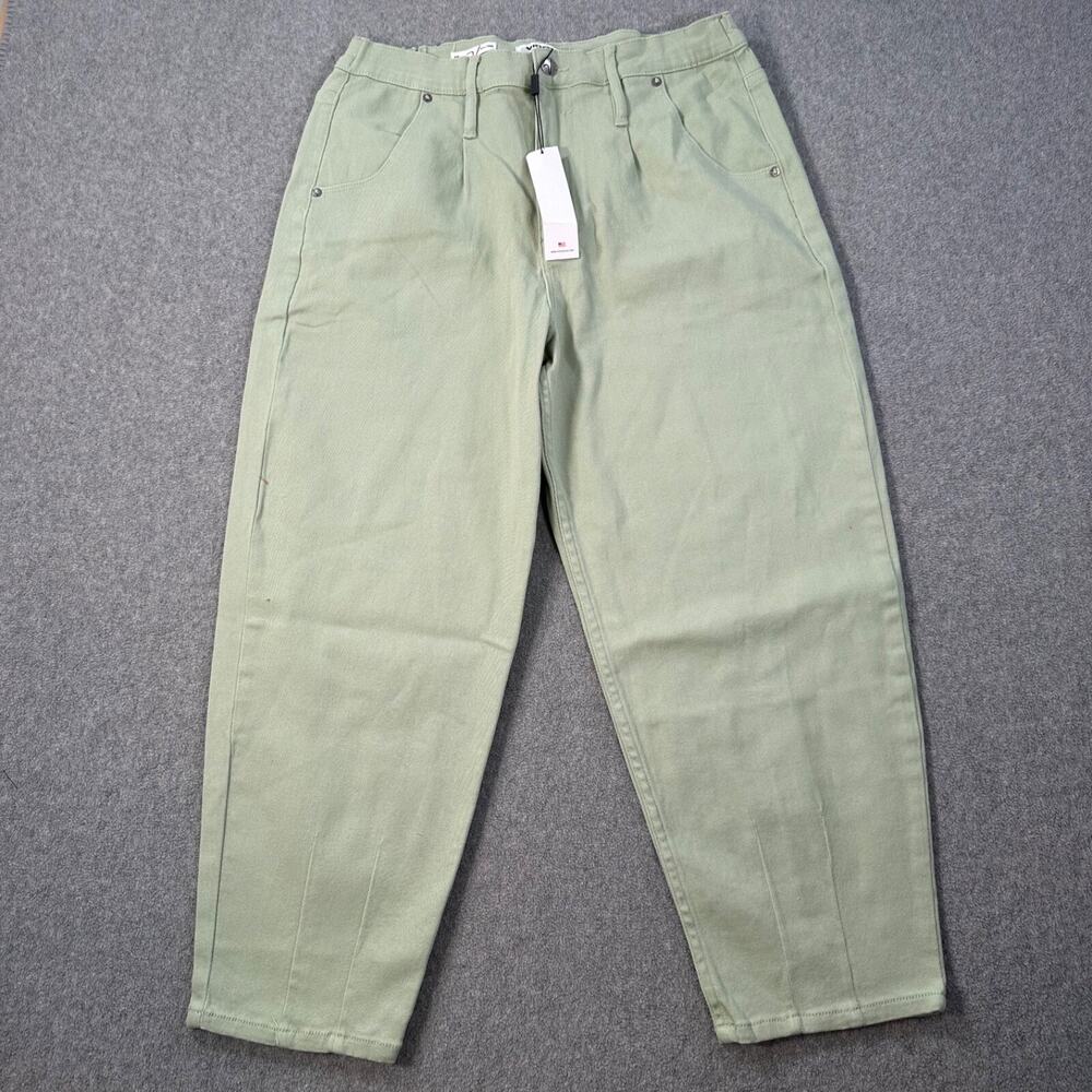 Vigoss Axl Balloon Leg Jeans Womens 31 Green Denim High Rise Stretch Pleated New